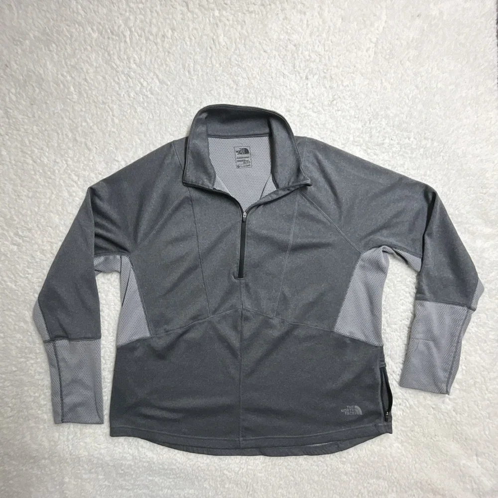 The North Face FlashDry 1/4 Zip Mock Neck Pullover Gray Long Sleeve Men's XL